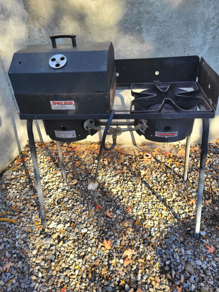 Camp Chef 2 burner stove and grill box