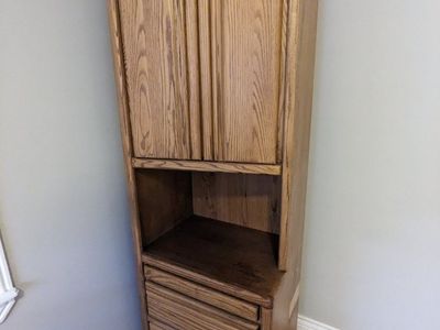 Two Oak Finish Cabinets