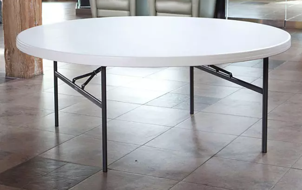 NIB, New Lifetime 72" Round Commercial Grade Folding Table White Granite Wedding, Banquet BBQ
