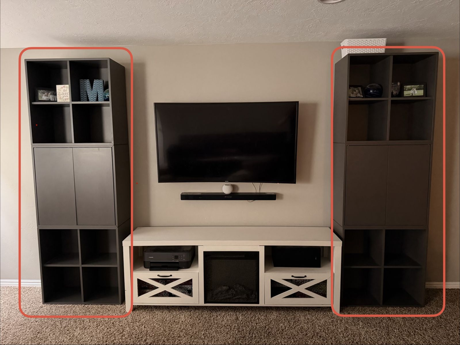 Grey Cube Bookshelf - Cube Shelves TV Stand Shelf