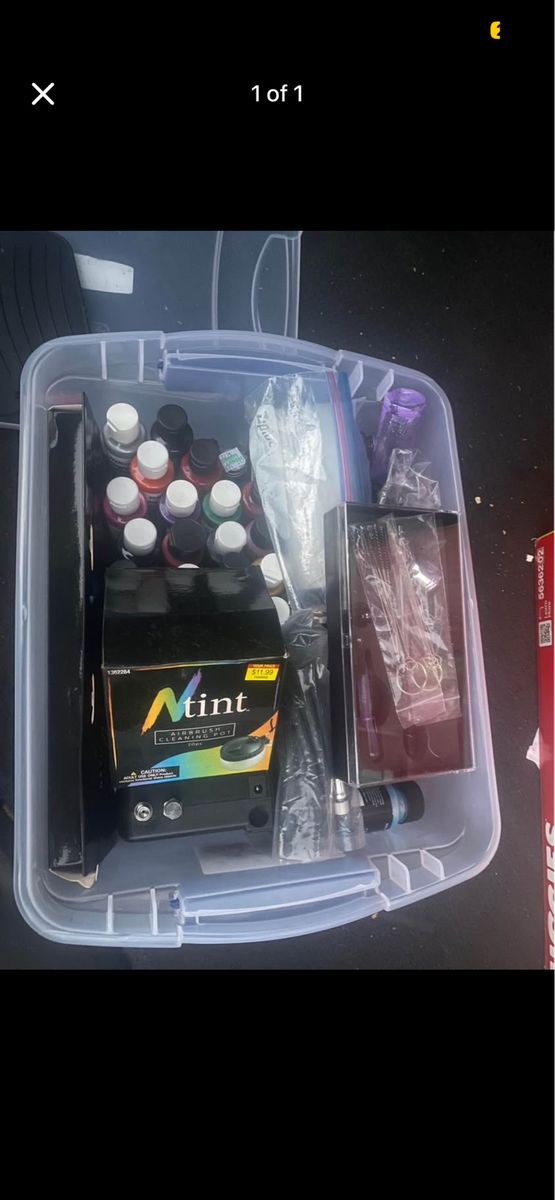 Airbrush Tattoo Kit with Ntini Cleaning Pot & Multiple Ink Colors