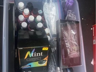 Airbrush Tattoo Kit with Ntini Cleaning Pot & Multiple Ink Colors