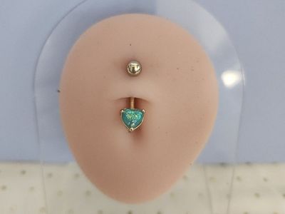 Green Heart Charm Belly Button Jewelry