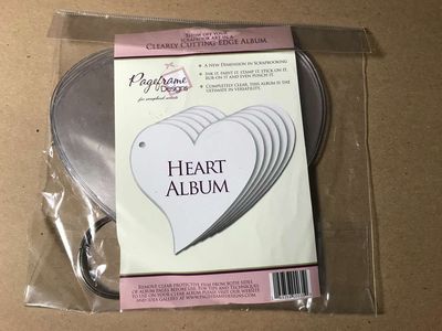 Pageframe Designs Clear Acrylic 1-Ring Scallop Layer Book 6 Pages Heart Shaped Album Scrapbook, new or