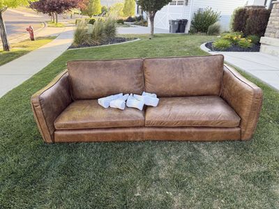 Luxurious Brown Leather Sofa - 2-Seater Couch