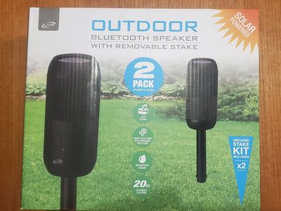 iLive Outdoor Bluetooth Speaker (2-Pack) w/ Removable Stakes, Solar Powered, Waterproof, 360 Sound