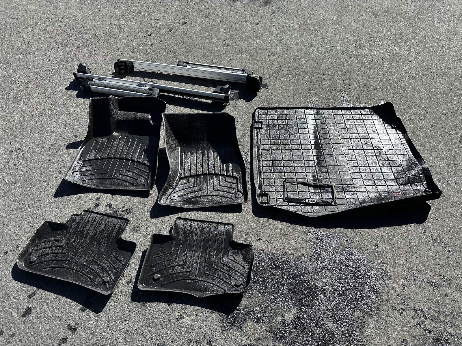 Audi Weather Tech Mats, cross bars, and ski rack