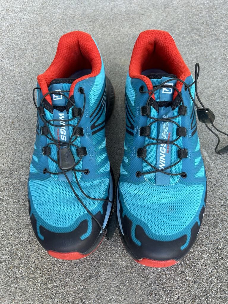 Salomon Wings Pro 2 Women's Blue Jay/Fog Blue/Lava Orange Trail Running Shoe 6.5