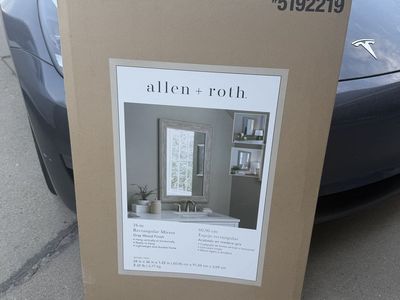 allen + roth 24 x 36 in Rectangular Mirror Gray Wood Finish Frame