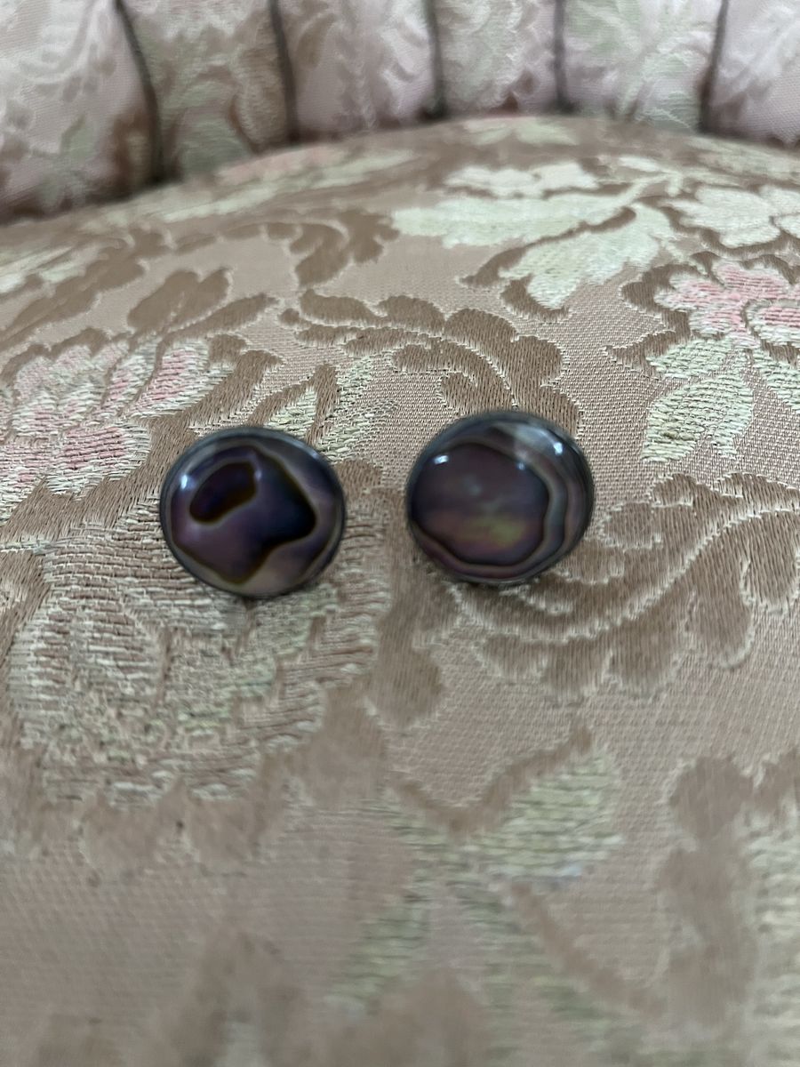 1930's Sterling Silver and Mother of Pearl Earrings - Vintage/Antique