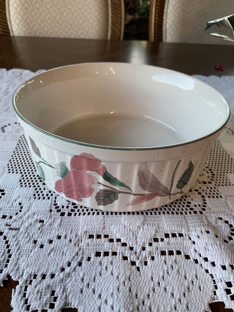 Mikasa SILK FLOWERS ROUND SOUFFLE DISH Ultra Ceram Bake & Serve UP009