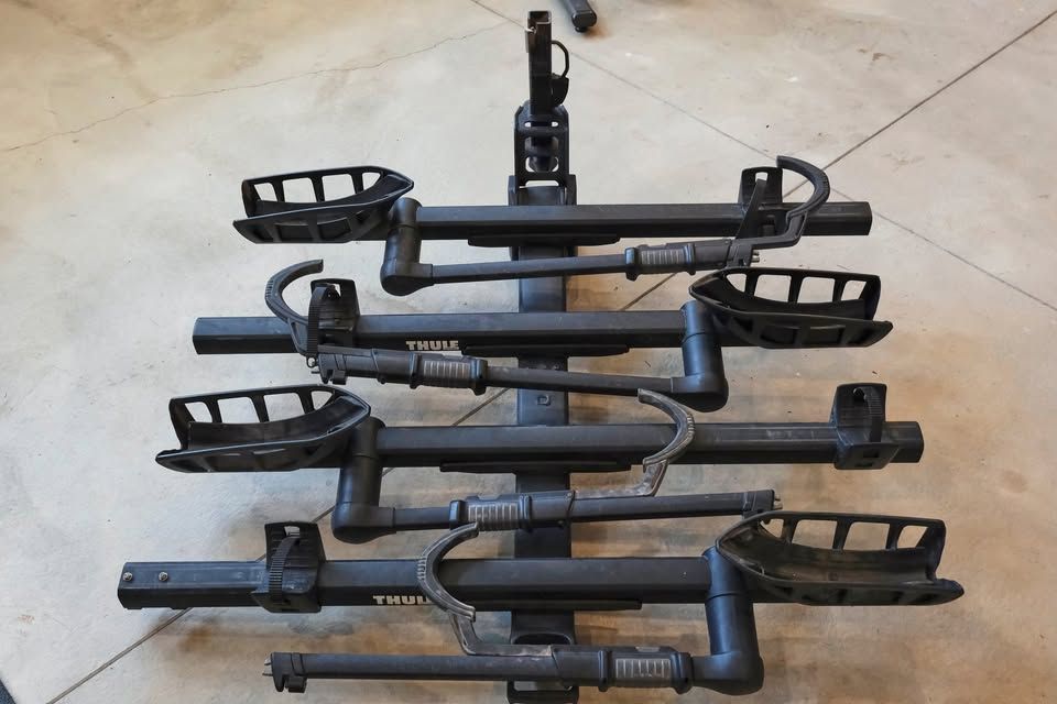 Thule T2 Pro XTR 2-bike hitch rack with the T2 Pro XT Add-On
