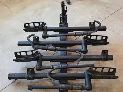 Thule T2 Pro XTR 2-bike hitch rack with the T2 Pro XT Add-On
