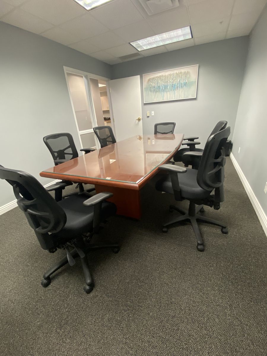 Office Table with glass top and chairs