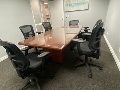 Office Table with glass top and chairs