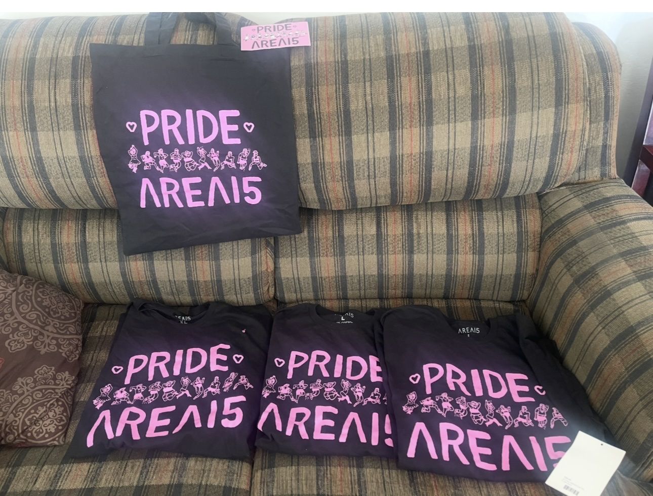 Area15 Pride Black  Large and XL T-Shirt & Tote Bag Set - Pink Graphic Print