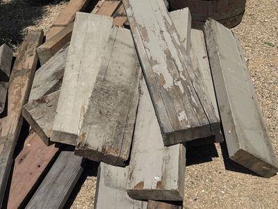 Reclaimed Wood Planks and Wooden Barrels Lot