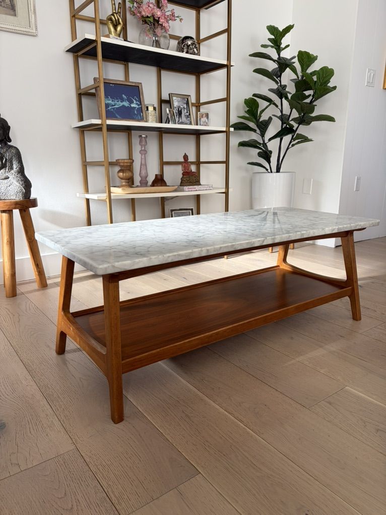 West Elm Mid Century Coffee Table w/ Marble