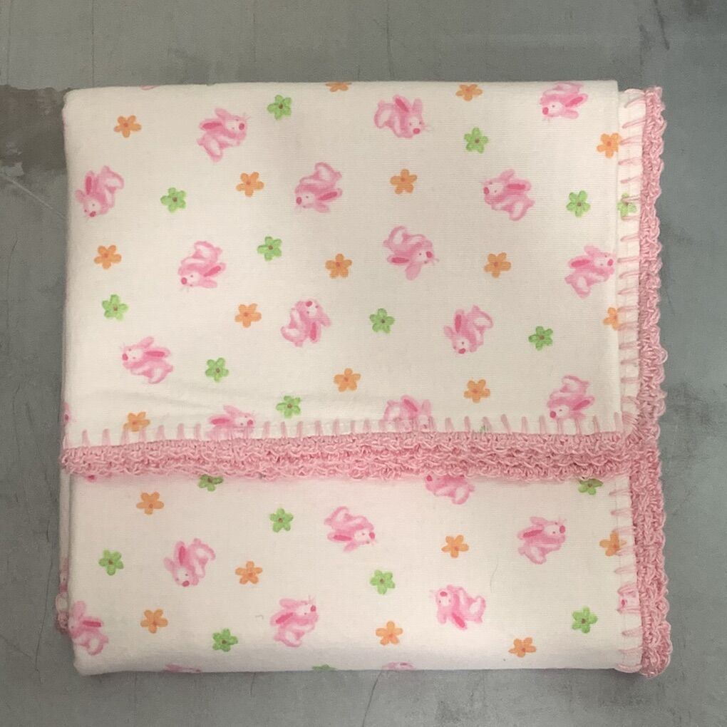 Vintage Carters Pink Bunny Gingham Baby Blanket