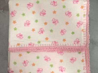Vintage Carters Pink Bunny Gingham Baby Blanket
