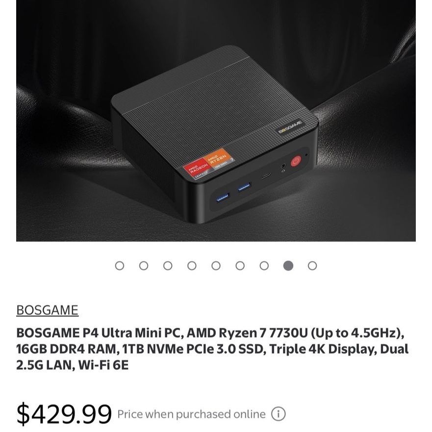 BOSGAME P4 Ultra Mini PC AMD Ryzen 7 7730U 16GB RAM 1TB SSD Wi-Fi 6E