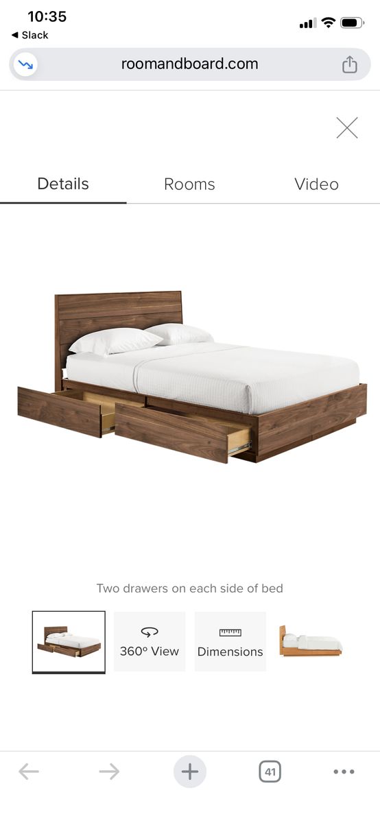 Room & Board Hudson Queen Bed & Side Tables