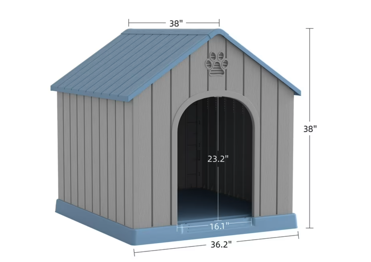 NewLarge Dog House, PP Material Indoor Outdoor with Windows for Medium Large Dogs, 36 x 38w x 38H