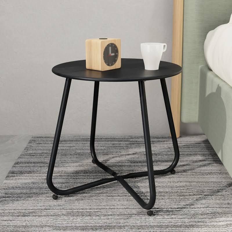 Modern Black Metal Round End Table - Side Accent Table