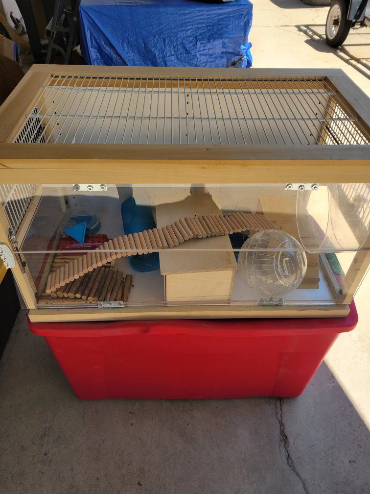 Wooden Small Animal Hamster Habitat Cage with Accessories