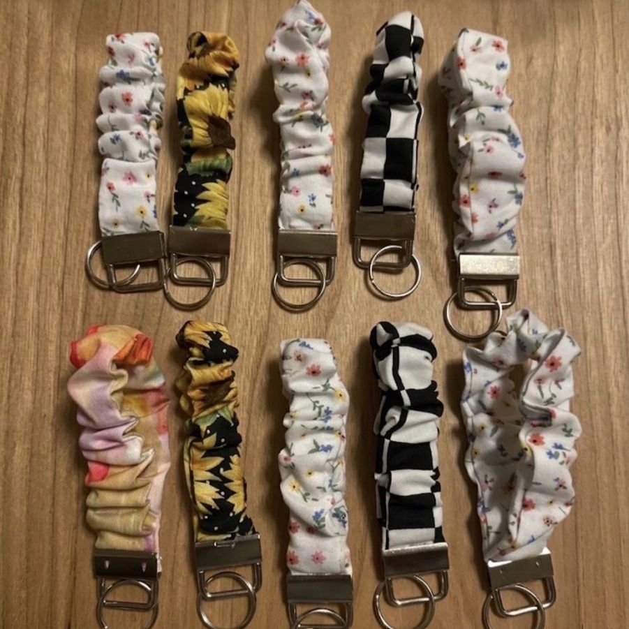 Handmade Fabric Wristlets - Floral, Sunflower, Checkered Keychains - Mix & Match Accessory