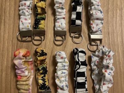 Handmade Fabric Wristlets - Floral, Sunflower, Checkered Keychains - Mix & Match Accessory