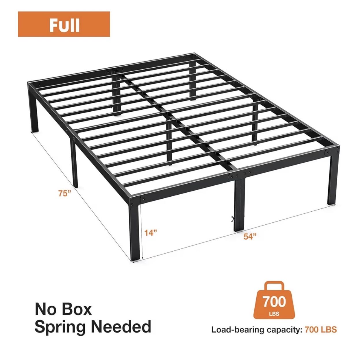 NEW Heavy Duty Metal Bed Frame with Sturdy Steel Slat Support, Noise Free