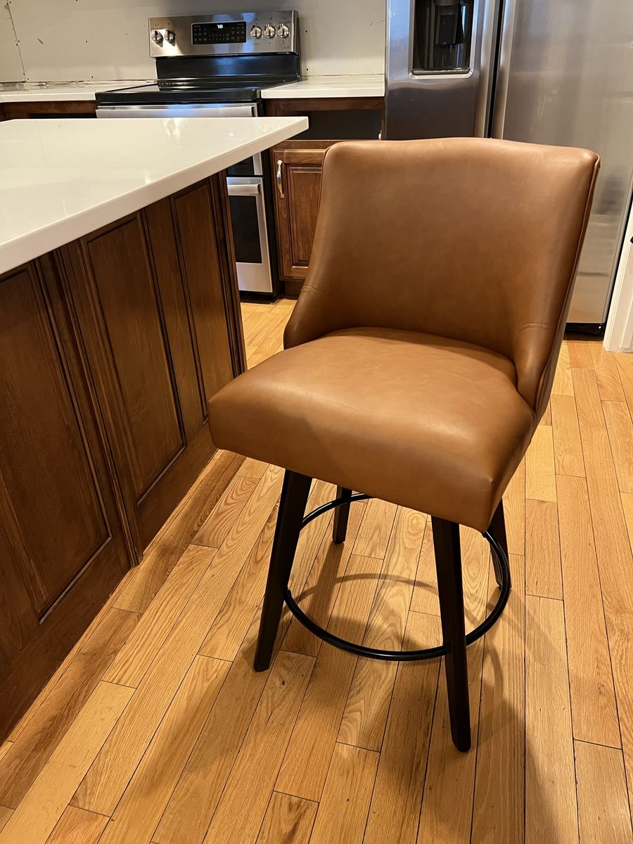 Counter Height Bar Stool, Swivel, Faux Leather