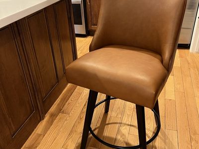 Counter Height Bar Stool, Swivel, Faux Leather