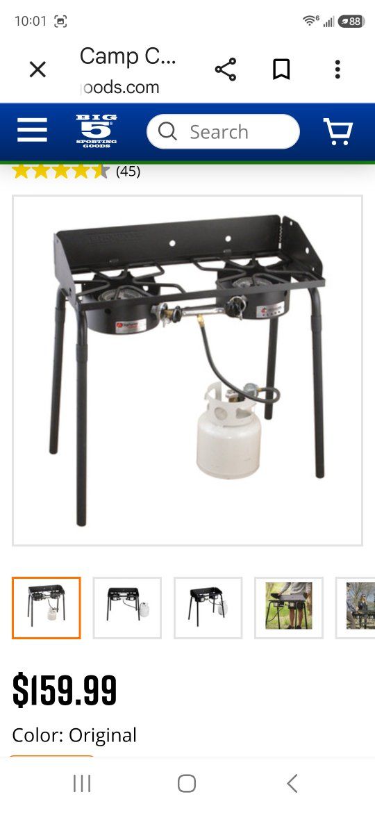 Camp Chef 2-Burner Propane Outdoor Camp Stove with Side Shelves & Carry Bag