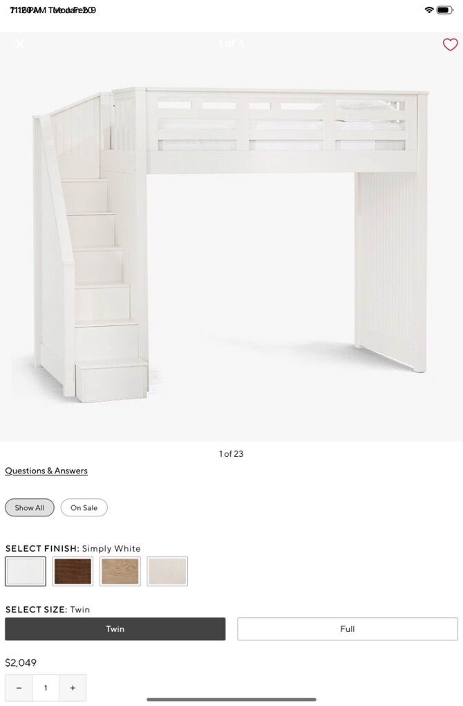 White Pottery Barn Loft Bed With Stairs