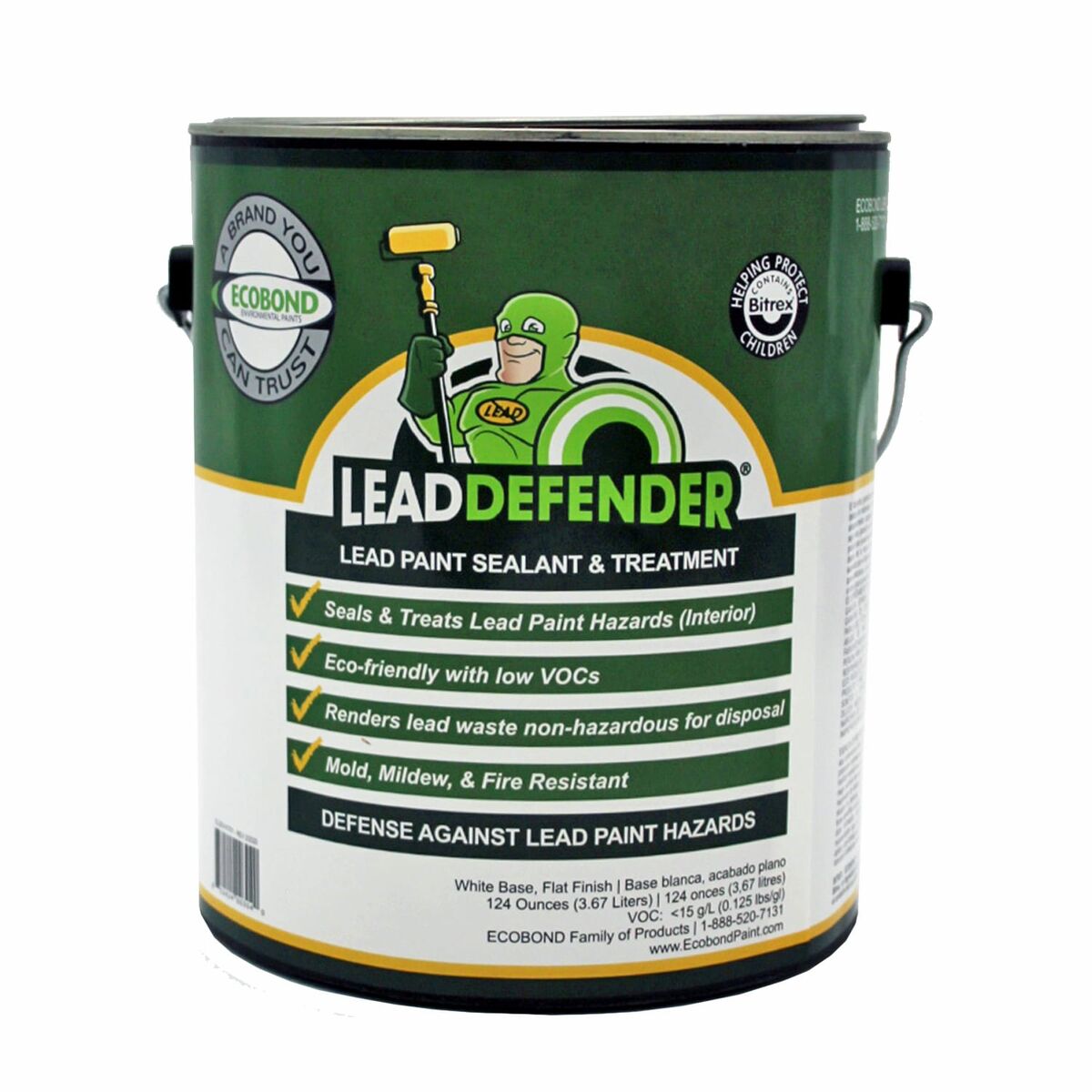 Ecobond Lead Defender Lead Paint Sealant & Treatment, White Base, Flat Finish, 1 Gallon