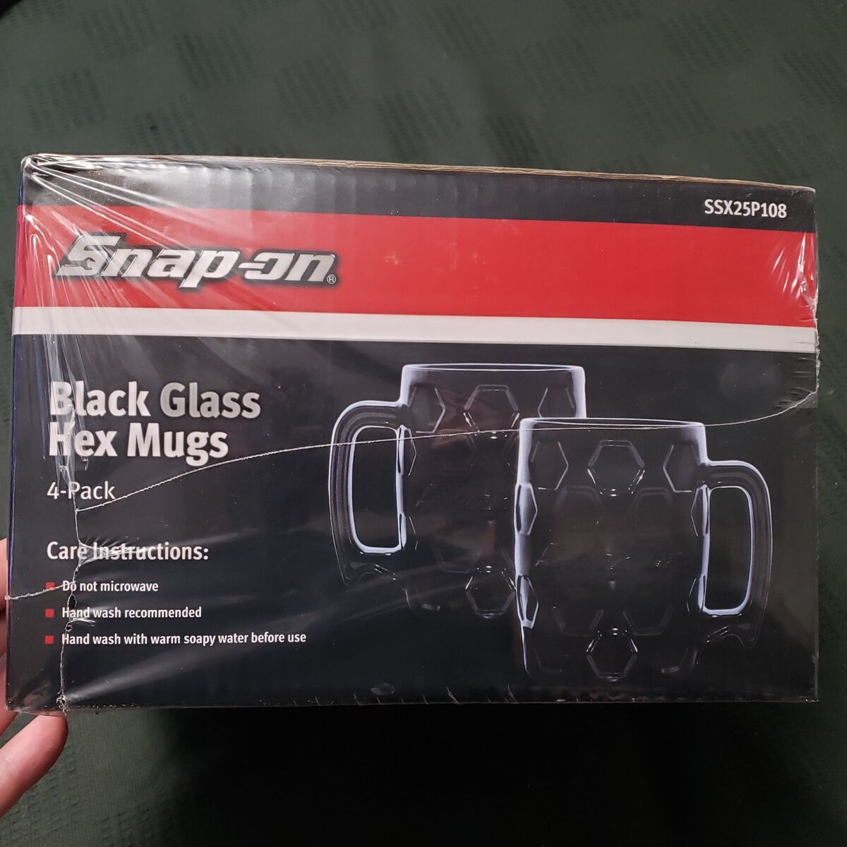 Snap-on Black Glass Mugs