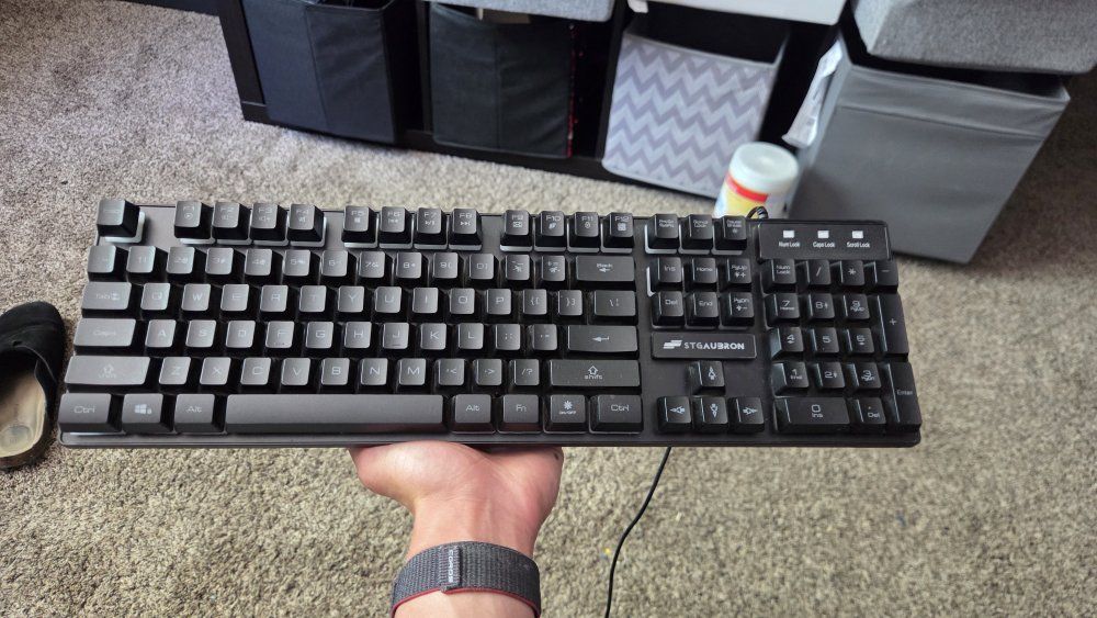 STGAUBRON Full-Size Wired Keyboard for PC - Black, Ergonomic Design