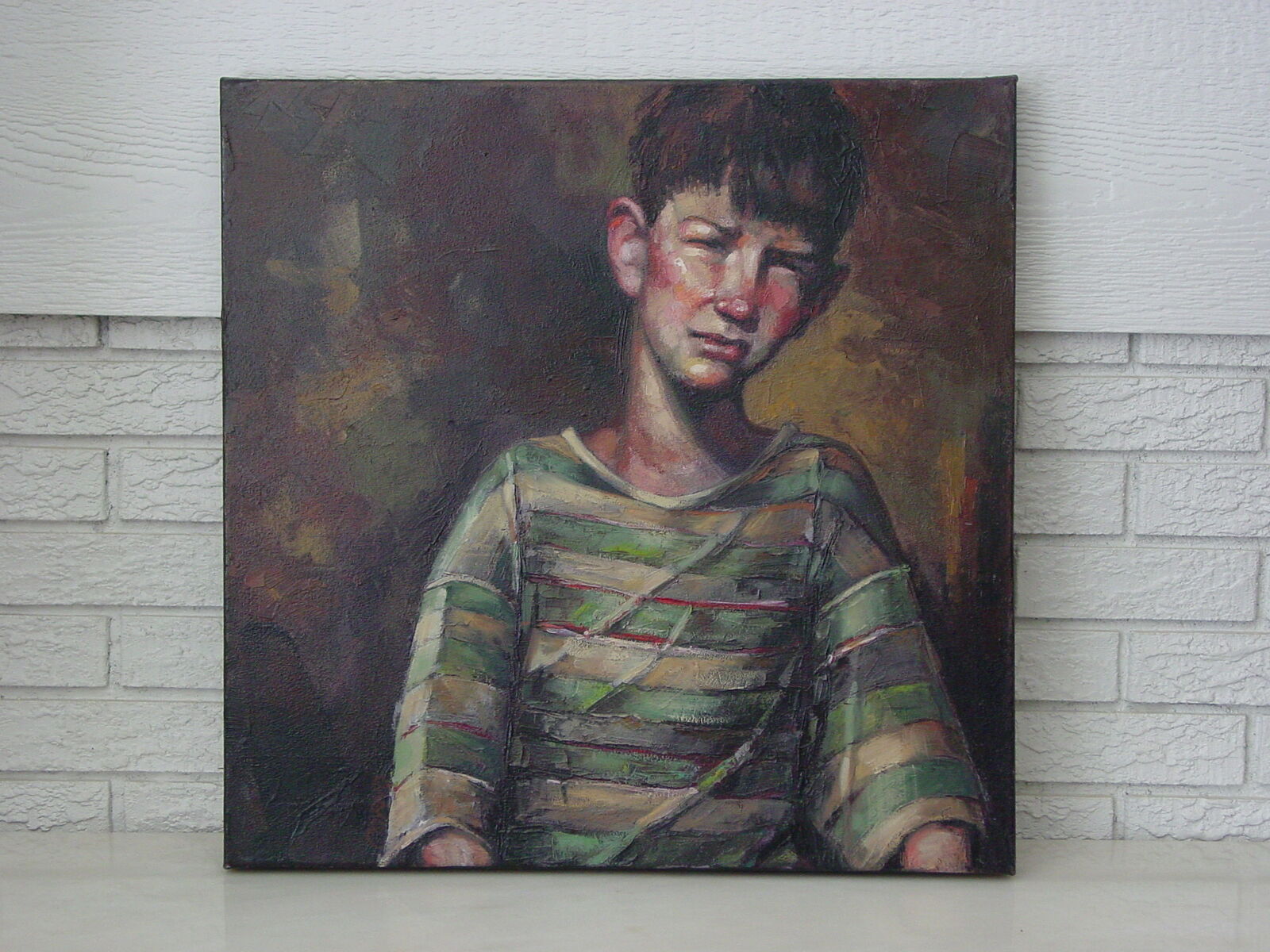 "Green Stripe Boy" and 7 Other Original Oils by famed Utah Artist Donna Corno!!!