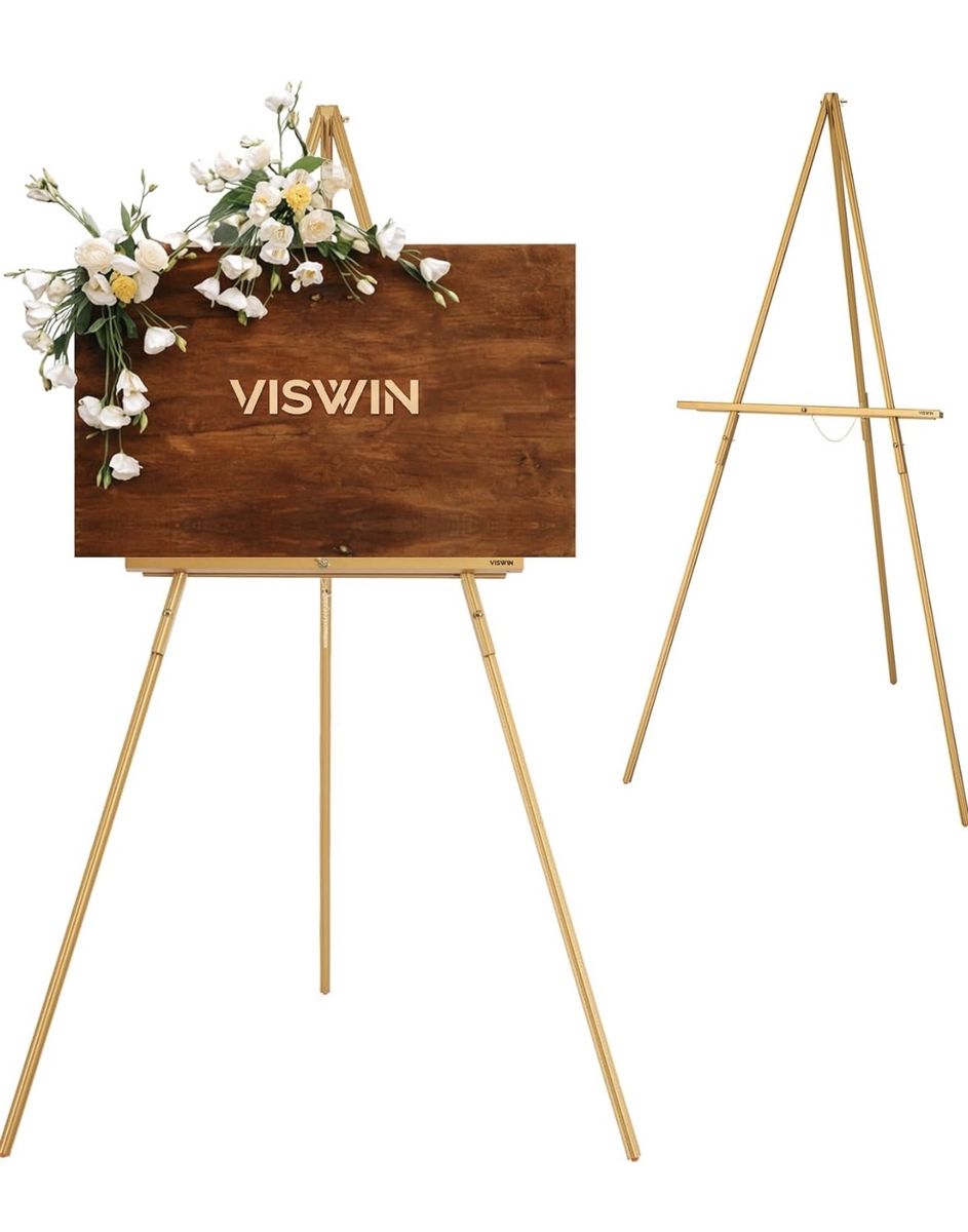 63" Gold Lightweight Adjustable Display Easel for Weddings & Events - Supports up to 10 lbs - New!