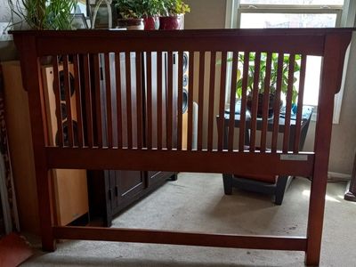 Queen Mission Style Bed Frame, Headboard & Footboard, Good Solid Condition