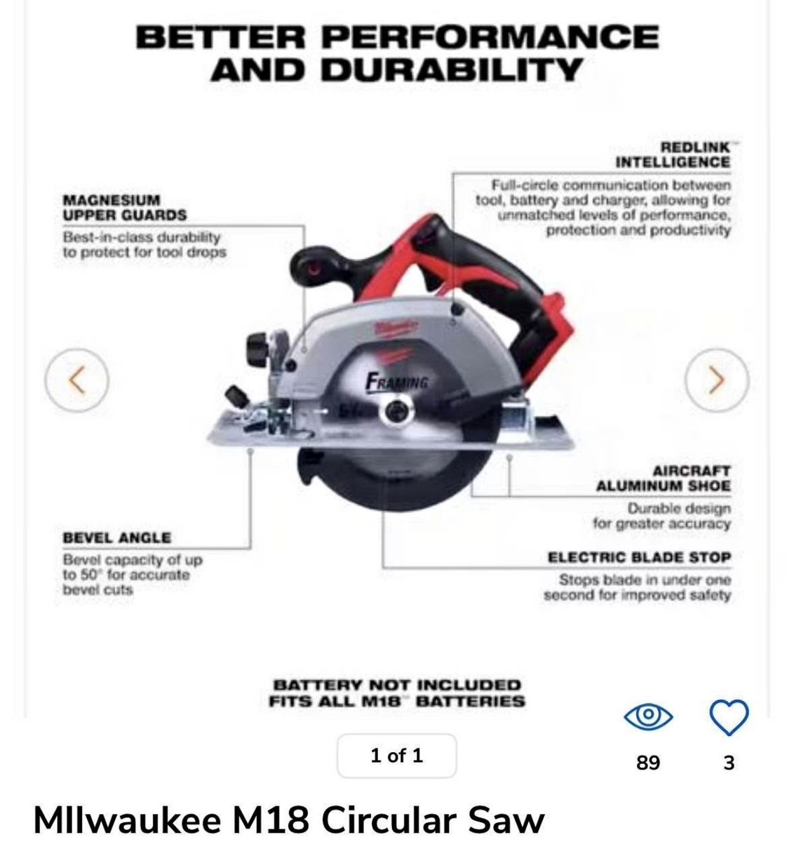 Milwaukee M18 6-1/2 Inch Cordless Circular Saw