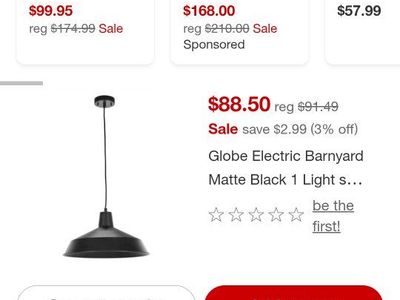 new in box Globe Electric Barnyard Matte Black 1-Light Pendant Light Fixture