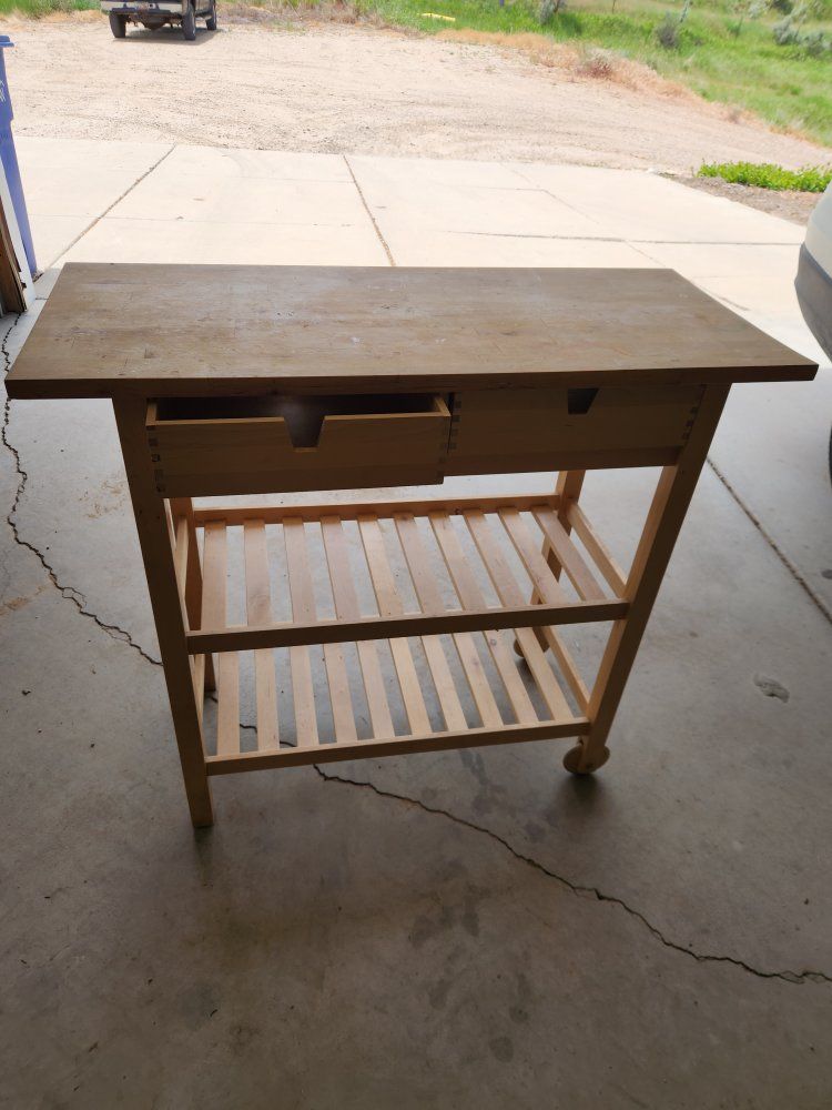 Wooden Kitchen Island Cart with Drawers and Shelves - Portable Butcher Block Style