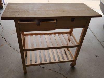 Wooden Kitchen Island Cart with Drawers and Shelves - Portable Butcher Block Style