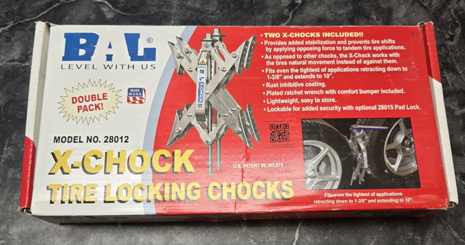 BAL X-Chock Model 28012 Double Pack Tire Locking Chocks RV Stabilizers (NEW)