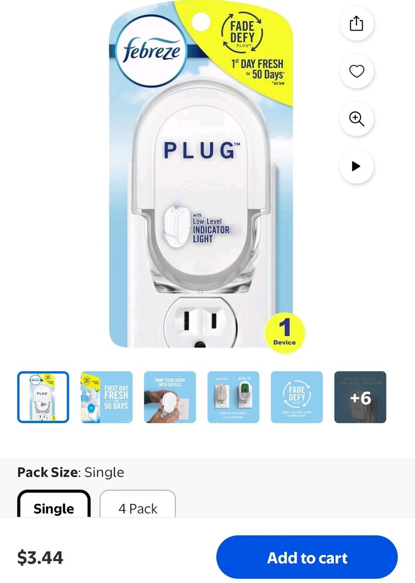 Febreze Fade Defy Plug Air Freshener Scented Oil Warmer Single Device New