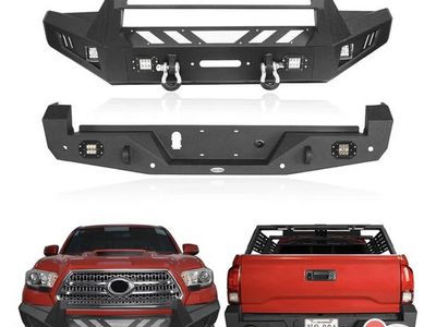 U-BOX OFFROAD Front & Rear Bumper Kit for Toyota Tacoma, Textured Black Steel w/ LED Lights
