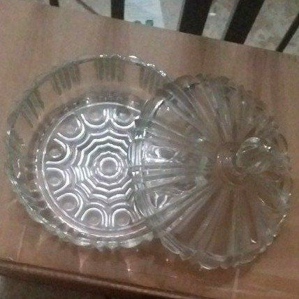 ELEGANT CUT  GLASS CANDY DISH AND LID...FROM THE 1950s